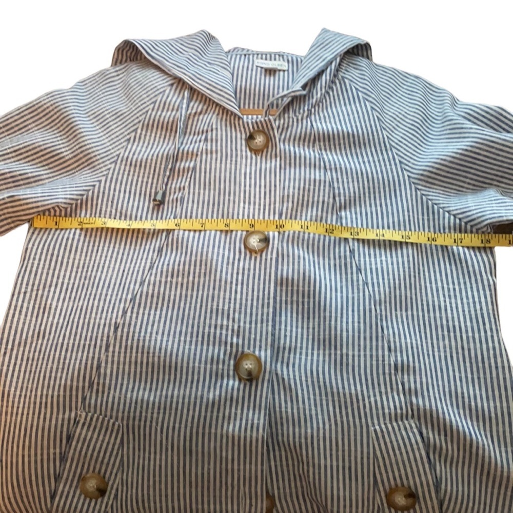 Sigrid Olsen Blue White Pinstripe Hooded Hi/Low Hem Size S - Picture 6 of 11